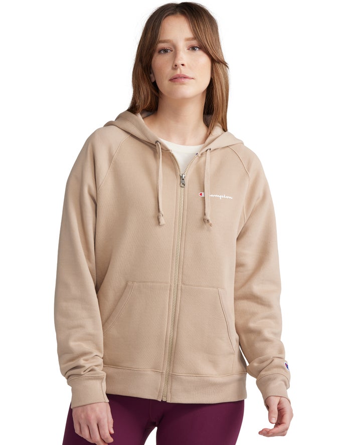 Sudadera Con Capucha Champion Mujer - Powerblend Fleece Full Zip ( Kaki ) 3861529-DL